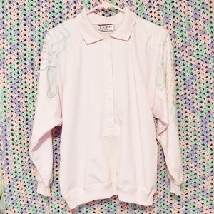 Vintage Pastel Snap Button Long Sleeve Polo